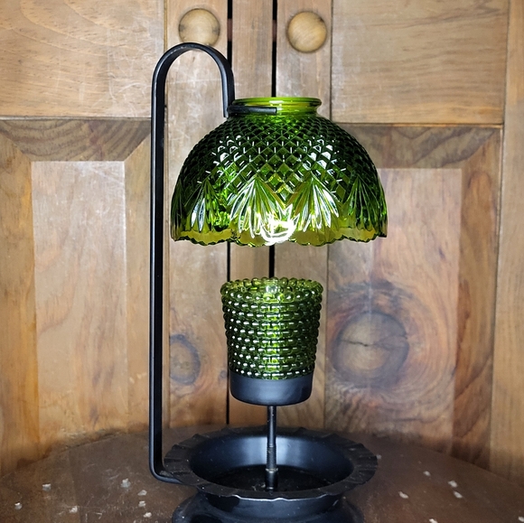 Vintage Green Glass Candle Lamp - Picture 8 of 16